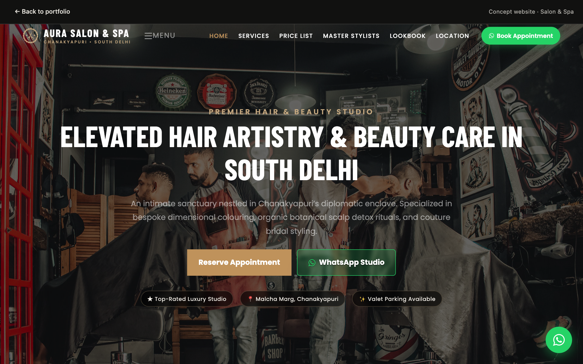 Aura Salon & Spa — concept website preview